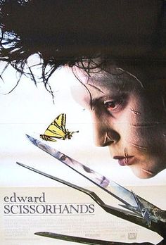 a movie poster for edward scissorhds with scissors and a butterfly on it