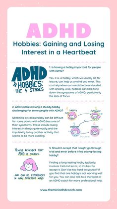 The Four Stages Of ADHD Hobbies & Why We Sometimes Lose Interest Easily Mental Disorders, Hobbies And Interests, Life Cycle, Health Facts, Coping Skills