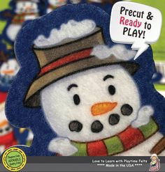 there is a snowman with a hat and scarf on it's head that says, precut & ready to play