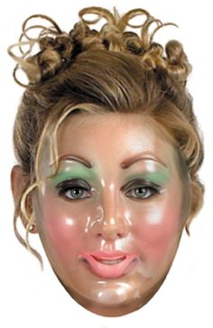 Ugly Makeup, Woman Mask, Clear Face Mask, Plastic Mask, Female Mask, Cool Makeup Looks, Clear Face, Green Eyeshadow, Costume Mask