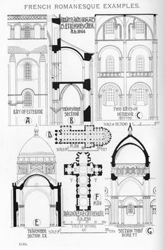 an architectural drawing shows the various arches and doorways