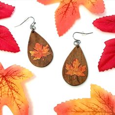 Fall Leaf Dangle Earrings Autumn Leaves Fall Fashion - Etsy Leaves Fall, Fall Leaf, Fall Earrings, Leaf Shapes, Maple Leaf, Fall Fashion, Autumn Leaves, No. 2, Jewelry Earrings Dangle