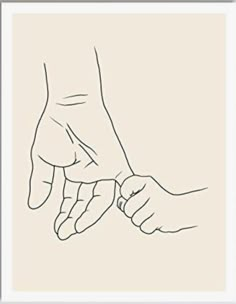 a drawing of two hands holding each other's hand, with the fingers touching