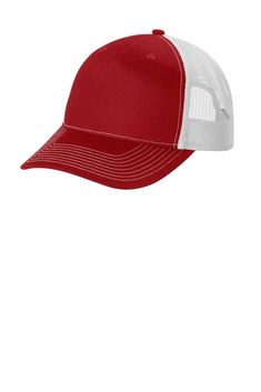 Port Authority ® Snapback Five-Panel Trucker Cap - FLAME RED/ WHITE - OSFA | Port Authority Snapback Five-Panel Trucker Cap in Flame Red/White Size OSFA | Cotton Cheap Casual Red Trucker Hat, Cheap Red 5-panel Hats, Space Fabric, Port Authority, Hats Snapback, Backpack Tote Bag, Work Wear Women, Personalized Prints, Logo Color