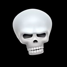 a white skull with black eyes on a black background