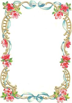 an ornate frame with pink flowers and leaves