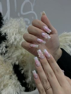 White French With Design, Colored Acrylic Nails, White Acrylic Nails, Acrylic Nails Coffin Short, Acrylic Nails Coffin, Funky Nails, Pretty Acrylic Nails, Cute Acrylic Nails