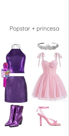 a purple dress and shoes are shown with the caption popstar princessa