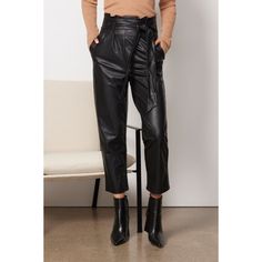 COMMANDO Faux Leather Paper-Bag Pant | EVEREVE Faux Leather Paper, Bag Silhouette, Tie Front Cardigan, Crochet Shirt, Jumpsuit Trousers, Faux Leather Leggings, Pajama Shirt, Tie Belt, Red Sweaters