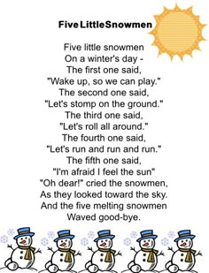 five little snowmen poem for children