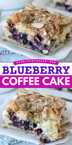 A perfect summer breakfast idea! Not only is this crumb cake moist, but it is also loaded with fresh blueberries then topped with almonds, brown sugar, and cinnamon. Put this blueberry coffee cake recipe on your Mother's Day brunch menu! Blueberry Coffee Cake Recipe, Cream Cheese Coffee Cake, Blueberry Cake Recipes, Six Sisters Stuff, Blueberry Coffee Cake, Blueberry Coffee, Sour Cream Coffee Cake, Coffee Cake Recipe, Six Sisters