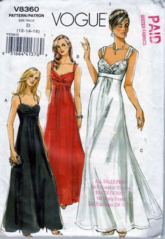 two women's evening gowns, one in red and the other in black