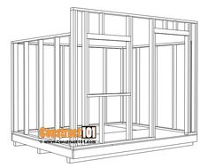 an outline drawing of a room with the door open