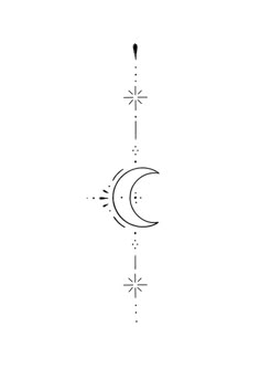 a line drawing of the moon and stars