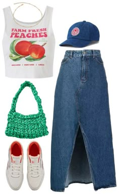 Rok Outfit, Mode Ulzzang, Jeans Skirt, Double Denim, Looks Street Style, Women Outfit, Mode Inspo, Cute Summer Outfits