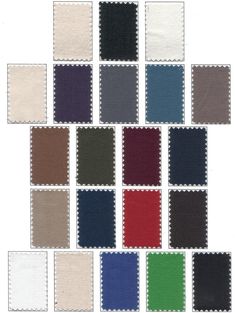 several different colors of fabric are shown in the same square shape, with one color on each side