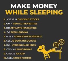 a black and yellow poster with the words make money while sleeping