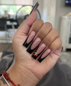 French Nail Set, Black French Nail, Kylie Nails, Nails Inspired, Acrylic Toe Nails, Elegant Nail, Hard Nails, Nail Tutorial, Drip Nails