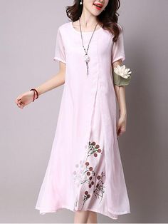 Casual Round Neck Floral Printed Charming Maxi Dress Trendy Maxi Dresses, Dress Weights, Mother Of Groom Dresses, Groom Dresses, Midi Shift Dress, Maxi Dress Online, Women Street, Long Summer Dresses, Dress Silhouette