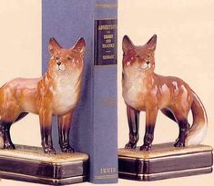 two bookends made to look like foxes