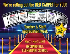 the red carpet for you teacher and staff appreciation week