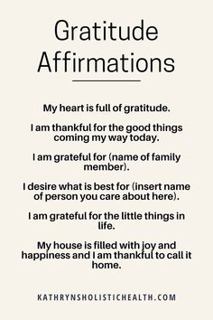 a poem written in black and white with the words grateful affirmations on it