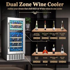 Wine Cooler Built In Wine Refrigerator, Dual Zone Wine Fridge, Mini Fridges