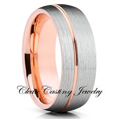 men's wedding band with two tone gold and silver inlays on an 18k rose gold plated ring