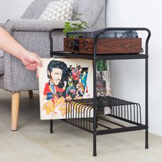 Display your record collection and turntable proudly with this rustic wood and metal display stand. Its top surface provides a large amount of space for storing a turntable and speakers, while its metal wire rack below offers 14 slots for organizing your vinyl albums. Handles on the sides allow this record player and vinyl album stand to be easily moved around the room, making this record display stand the perfect solution for storing a record player and album collection. MyGift Color: Vintage G Vinyl Record Shelf, Turntable Record Player, Vinyl Albums, Media Shelf, Record Shelf, Turntable Stand, Record Stand, Record Player Stand, Storage Table