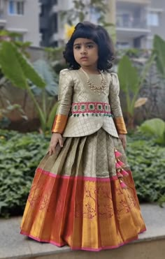 Kids Lahenga Ideas, Baby Girl Blouse Designs, Baby Saree Kids, Kids Lehanga Design Indian Dresses, Pavadai Sattai Designs Kids, Baby Langa Blouse Designs, Pattupavadai Designs For Kids, Baby Girl Langa Blouse Designs, Baby Pattu Langa Designs