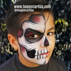 Ninja Makeup, Fall Face Paint, Boy Face Paint, Halloween Face Painting Ideas, Halloween Skeleton Makeup, Halloween Maquillage, Face Painting For Boys, Skull Face Paint