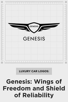 an advertisement for a luxury car company with the words, genius wings of freedom and shield of