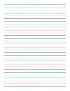 lined paper with lines in blue and red on the bottom, one line has an empty space for writing