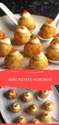 mini potato korokke on a white plate