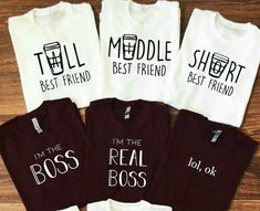 Best Friend T Shirt Ideas, Matching Shirts For Best Friends, Shirts For Best Friends, Best Friend T Shirt, Best Friend Matching Shirts, Best Friend Hoodies, Guy And Girl, Sarcastic Clothing