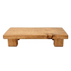 a wooden bench sitting on top of a white background