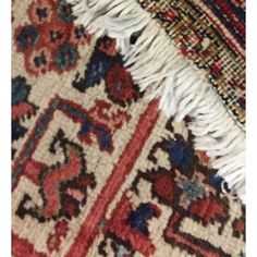 Vintage handwoven wool Persian heriz rug with a traditional design.  Color: ivory/blue/red Heriz Rug, Woven Area Rug, Heriz Rugs, Traditional Decor, Color Ivory, Design Color, Traditional Design, Hand Woven, Blending