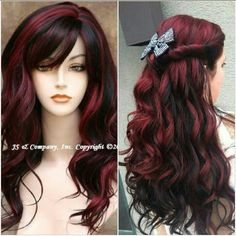 Dark Red Hair, Red Wigs, Long Bangs, Long Hair With Bangs, Hairstyles With Bangs, How To Do Nails, Dyed Hair, Red Hair