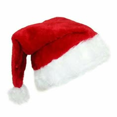 a red and white santa hat on a white background