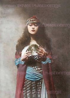 "This is a wonderfully strange hand colourized photo still of a fortune teller who is reading her crystal ball. Also known as an orbuculum, the crystal ball and common fortune telling object. It is generally associated with the performance of clairvoyance and scrying in particular.   It would be the perfect card to give to a lover of unusual antique photographs, or for that special someone.  We lovingly produce unique greeting cards of antique images for many types of occasions. Our cards are pr Vintage Fortune Teller, 1920s Photos, Classic Photography, Hand Made Greeting Cards, Strange Photos, Antique Images, Unique Greeting Cards, Fortune Telling, Vintage Circus