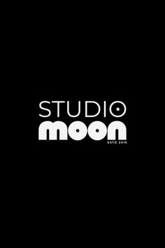 the logo for studio moon is shown in black and white