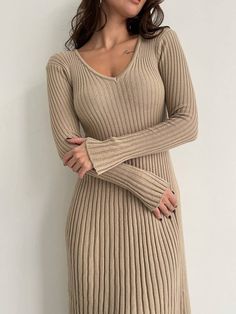 Winter Sweater Dress, Winter Sweater Dresses, Sweater Dress Long, Midi Party Dress, Beige Outfit, Long Sweater Dress, Autumn 2023, Boho Floral Dress, Ribbed Knit Dress