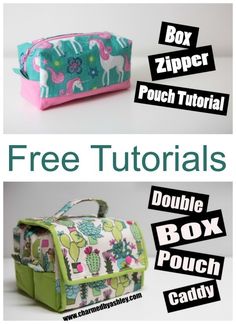 two different bags with the words free sewing pattern and instructions to make them in it