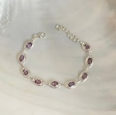 Antique Silver Bracelet, Silver Crystal Jewelry, Silver Bracelet Designs, Mental Balance, Antique Silver Jewelry, Bracelets Silver, Silver Link Bracelet, Bad Posture, Purple Bracelet