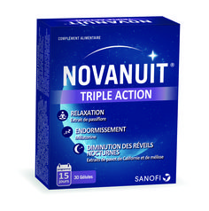 a box of novanut triple action tablets on a white background with space in the middle