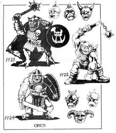 an old black and white drawing of some cartoon character designs, including two evil men