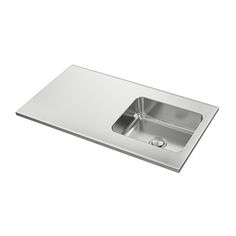 a stainless steel sink on a white background