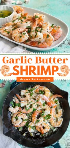 This Garlic Butter Shrimp is one of the best New Year recipes! This recipe is an easy one-pan appetizer best served with crusty bread. Add this to your favorite New Year appetizer ideas! Shrimp Recipes Garlic Butter, Garlic Butter Shrimp In Oven, Shrimp In Oven With Butter, Garlic Butter Sauteed Shrimp, Skillet Shrimp Recipes Garlic Butter, Buttered Shrimp Recipe, Easy Dinners For Two, Easy Meals For Two, Shrimp Recipes Healthy