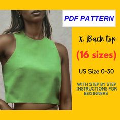 This pattern comes with an illustrated sewing guide with step by step instructions, making it super easy to make your own garment. If you're looking for a beginner friendly project to make, then this is perfect for you! Pattern Includes: ● Sizes: US size 0-32 ● Seam allowance included (1/2 inch) ● A4/US Letter size (print at home) and A0 size (print at copy shop). ● Step-by-step instructions ● Layered Patterns: Print only your size and save ink! If you are having any problems understanding/making the pattern don't hesitate to contact me! I am here to help. Basic Top Pattern, Criss Cross Blouse, Sewing Guide, Beginner Sewing Patterns, Seam Allowance, Beginner Sewing, Letter Format, Top Sewing Pattern, Sewing For Beginners