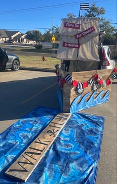 a float made to look like a pirate ship